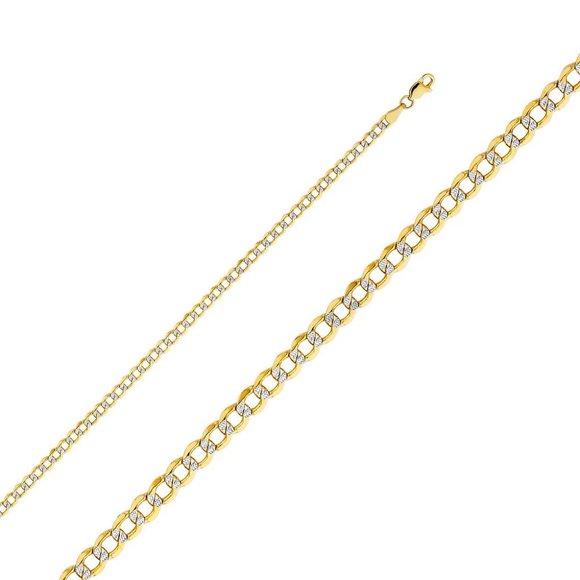 14KT Gold Hollow Cuban WP Bracelet 3.4mm 7 inches